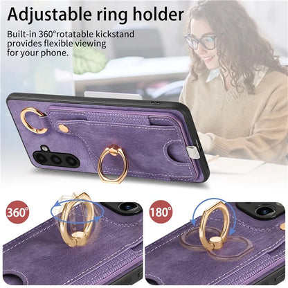 For Samsung Galaxy A13 5G Back Case with Card Holder, Ring Support Car Mount Friendly