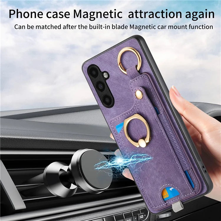 For Samsung Galaxy A13 5G Back Case with Card Holder, Ring Support Car Mount Friendly