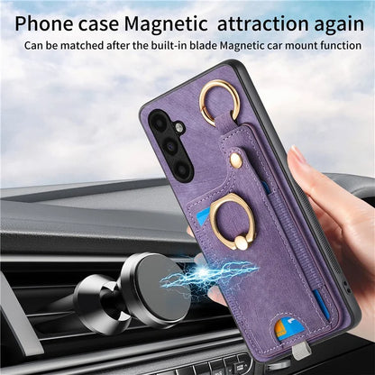 For Samsung Galaxy A13 5G Back Case with Card Holder, Ring Support Car Mount Friendly