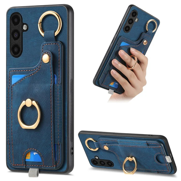 For Samsung Galaxy A13 5G Back Case with Card Holder, Ring Support Car Mount Friendly