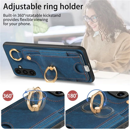 For Samsung Galaxy A13 5G Back Case with Card Holder, Ring Support Car Mount Friendly