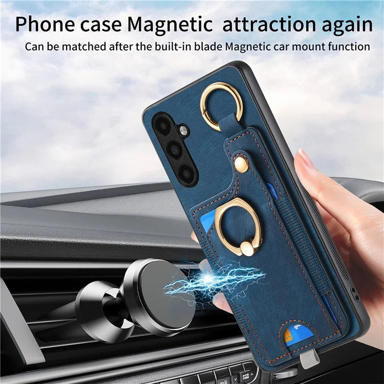For Samsung Galaxy A13 5G Back Case with Card Holder, Ring Support Car Mount Friendly