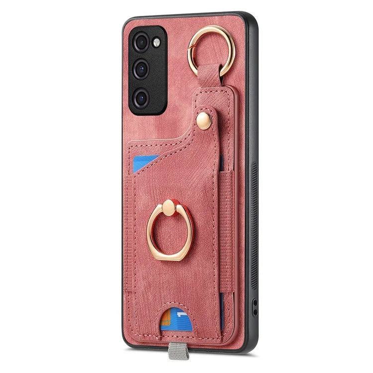 For Samsung Galaxy S23+ Case Leather TPU Back Cover with Card Holder Kickstand Black
