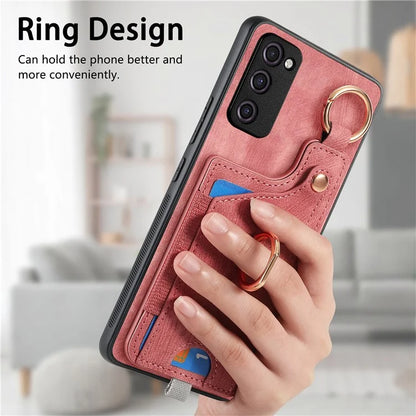 For Samsung Galaxy S23+ Case Leather TPU Back Cover with Card Holder Kickstand Black
