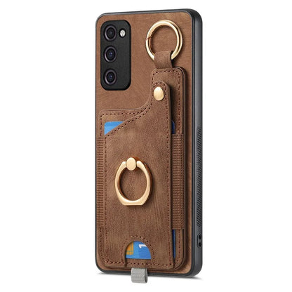 For Samsung Galaxy S23+ Case Leather TPU Back Cover with Card Holder Kickstand Black