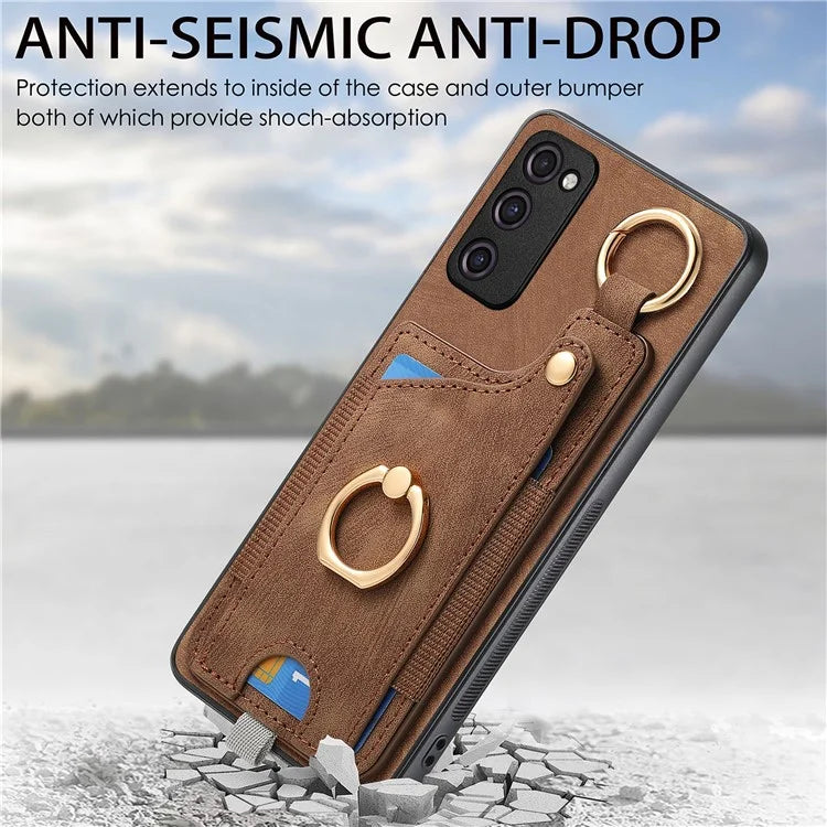 For Samsung Galaxy S23+ Case Leather TPU Back Cover with Card Holder Kickstand Black