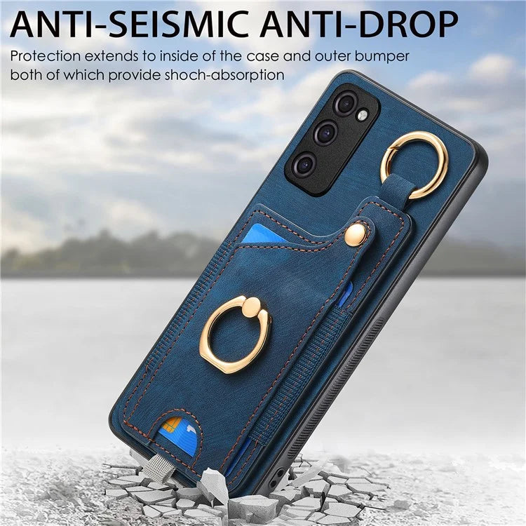 For Samsung Galaxy S23+ Case Leather TPU Back Cover with Card Holder Kickstand Black