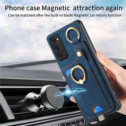 For Samsung Galaxy S23+ Case Leather TPU Back Cover with Card Holder Kickstand Black