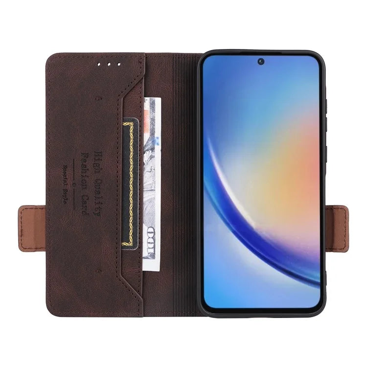 For Samsung Galaxy A55 5G Magnetic Case Leather Wallet Phone Cover with Hardware Decor