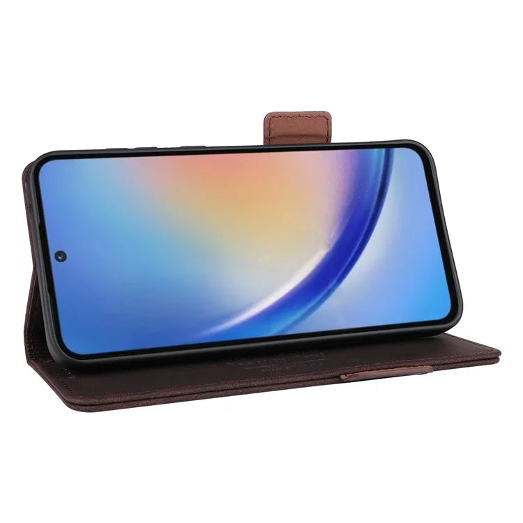 For Samsung Galaxy A55 5G Magnetic Case Leather Wallet Phone Cover with Hardware Decor