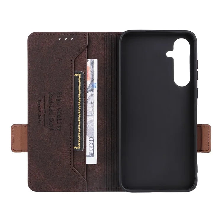 For Samsung Galaxy A55 5G Magnetic Case Leather Wallet Phone Cover with Hardware Decor