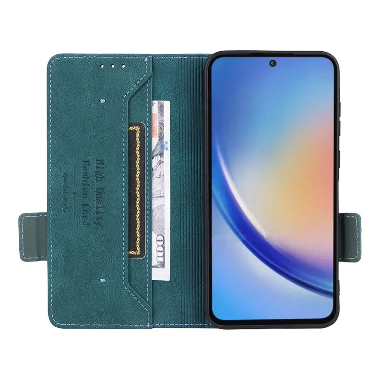 For Samsung Galaxy A55 5G Magnetic Case Leather Wallet Phone Cover with Hardware Decor