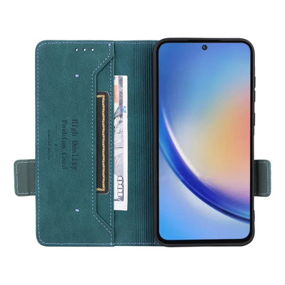 For Samsung Galaxy A55 5G Magnetic Case Leather Wallet Phone Cover with Hardware Decor
