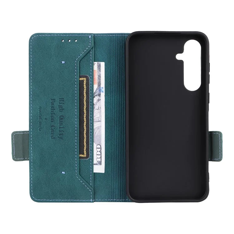 For Samsung Galaxy A55 5G Magnetic Case Leather Wallet Phone Cover with Hardware Decor