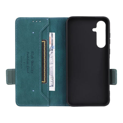 For Samsung Galaxy A55 5G Magnetic Case Leather Wallet Phone Cover with Hardware Decor