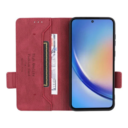For Samsung Galaxy A55 5G Magnetic Case Leather Wallet Phone Cover with Hardware Decor