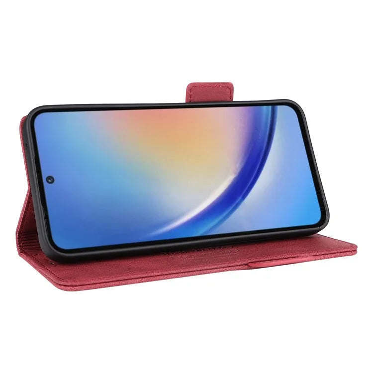 For Samsung Galaxy A55 5G Magnetic Case Leather Wallet Phone Cover with Hardware Decor