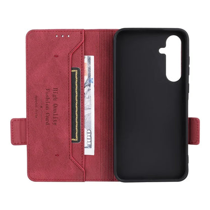 For Samsung Galaxy A55 5G Magnetic Case Leather Wallet Phone Cover with Hardware Decor