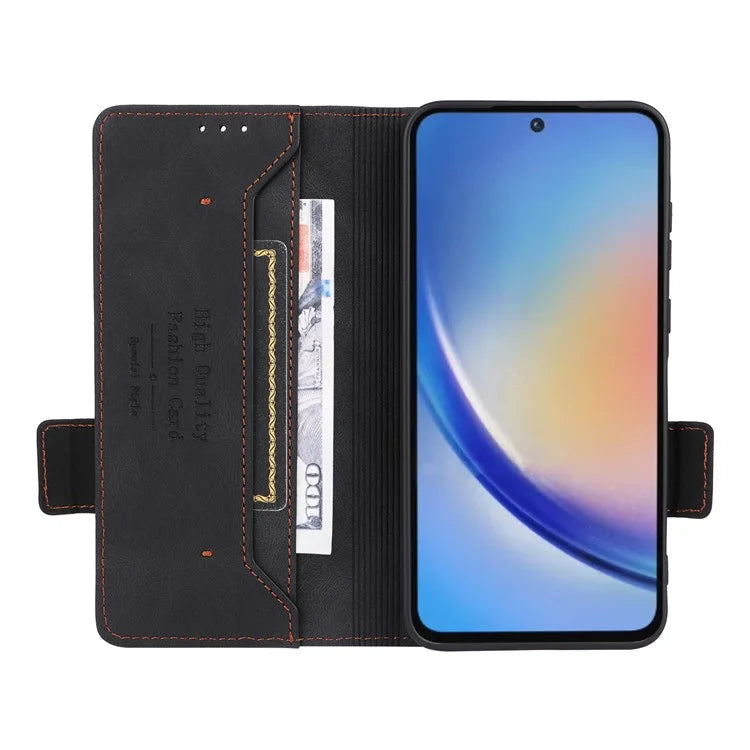For Samsung Galaxy A55 5G Magnetic Case Leather Wallet Phone Cover with Hardware Decor
