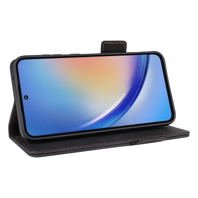 For Samsung Galaxy A55 5G Magnetic Case Leather Wallet Phone Cover with Hardware Decor