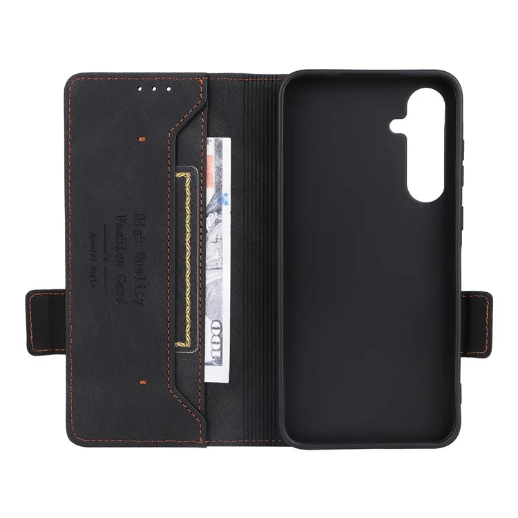 For Samsung Galaxy A55 5G Magnetic Case Leather Wallet Phone Cover with Hardware Decor