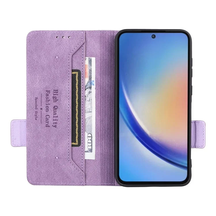 For Samsung Galaxy A35 5G Case Anti-scratch Hardware Decor Leather Phone Stand Cover