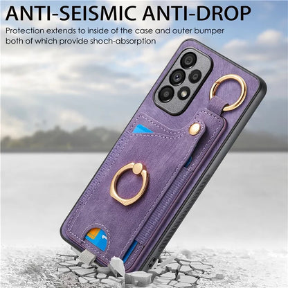 For Samsung Galaxy A23 5G (Global Version)  /  4G Case Leather Back Cover with Ring Support Card Holder