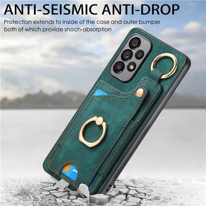 For Samsung Galaxy A23 5G (Global Version)  /  4G Case Leather Back Cover with Ring Support Card Holder