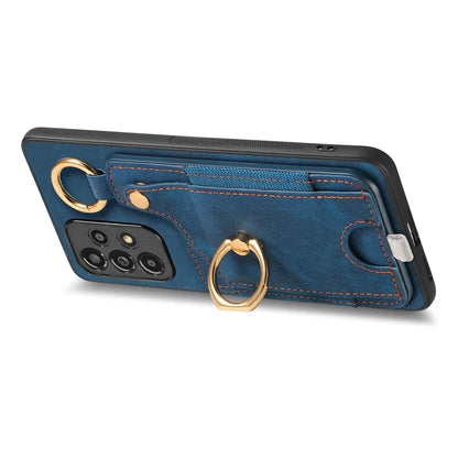 For Samsung Galaxy A23 5G (Global Version)  /  4G Case Leather Back Cover with Ring Support Card Holder