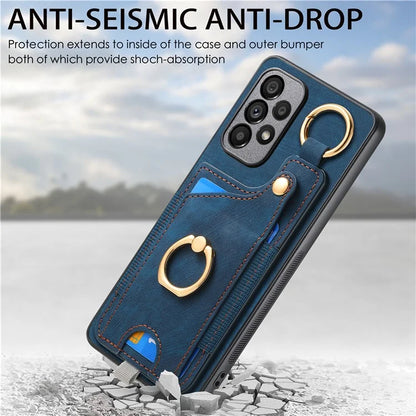 For Samsung Galaxy A23 5G (Global Version)  /  4G Case Leather Back Cover with Ring Support Card Holder