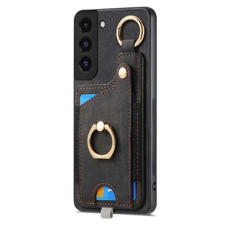 For Samsung Galaxy S22+ 5G Case with Card Holder Leather Back Cover Car Mount Compatible