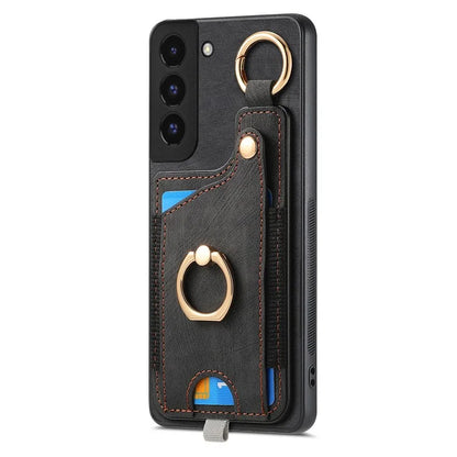 For Samsung Galaxy S22+ 5G Case with Card Holder Leather Back Cover Car Mount Compatible