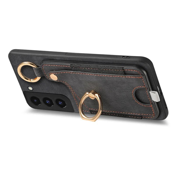 For Samsung Galaxy S22+ 5G Case with Card Holder Leather Back Cover Car Mount Compatible