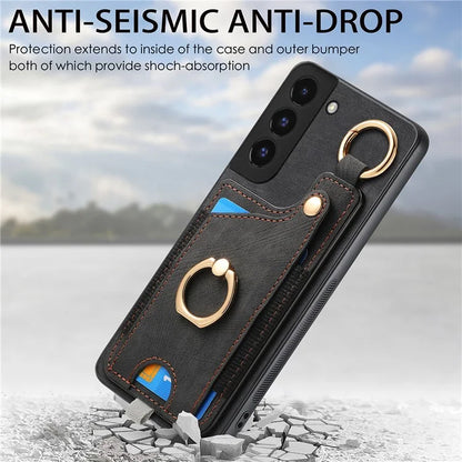 For Samsung Galaxy S22+ 5G Case with Card Holder Leather Back Cover Car Mount Compatible