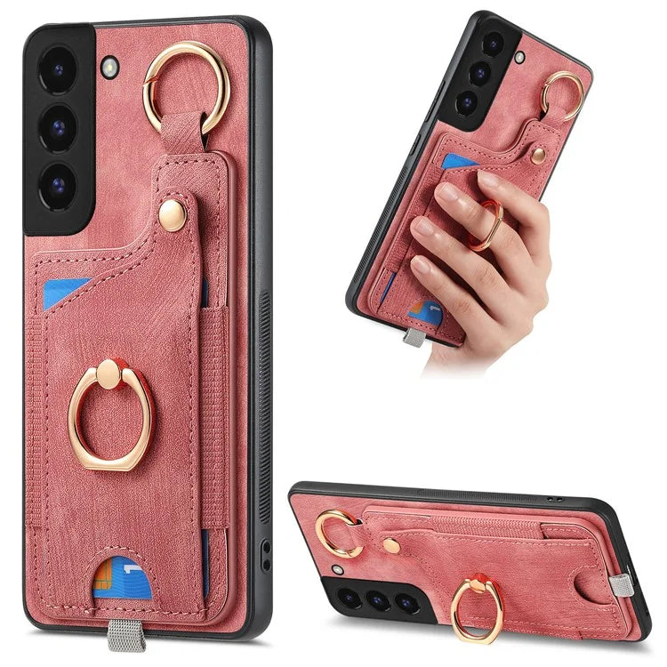 For Samsung Galaxy S22+ 5G Case with Card Holder Leather Back Cover Car Mount Compatible