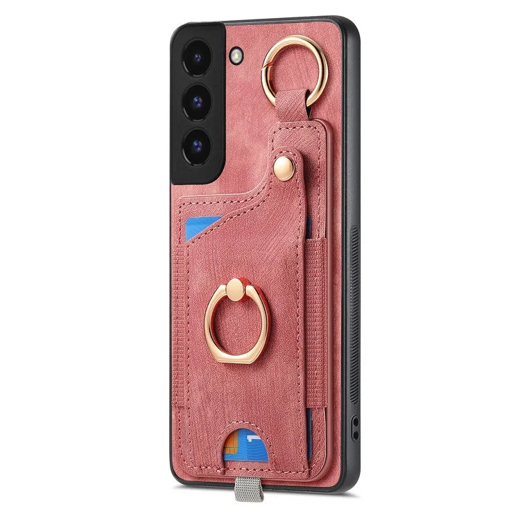 For Samsung Galaxy S22+ 5G Case with Card Holder Leather Back Cover Car Mount Compatible