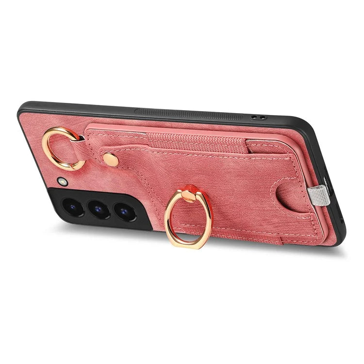 For Samsung Galaxy S22+ 5G Case with Card Holder Leather Back Cover Car Mount Compatible