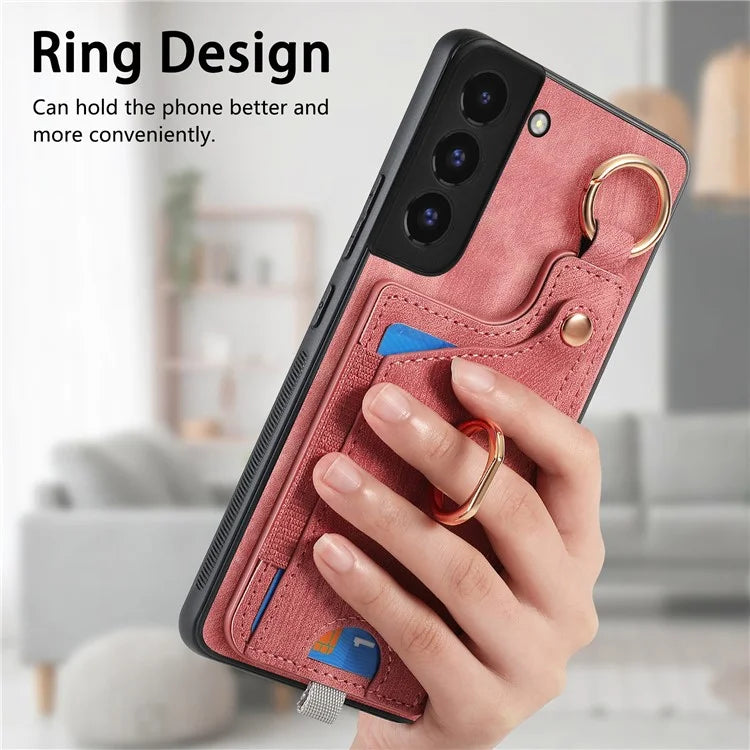 For Samsung Galaxy S22+ 5G Case with Card Holder Leather Back Cover Car Mount Compatible