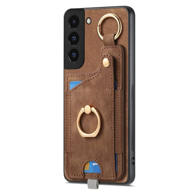 For Samsung Galaxy S22+ 5G Case with Card Holder Leather Back Cover Car Mount Compatible