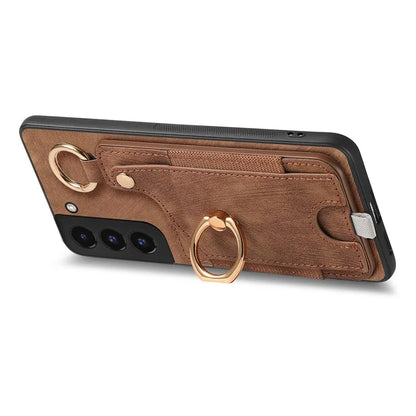 For Samsung Galaxy S22+ 5G Case with Card Holder Leather Back Cover Car Mount Compatible