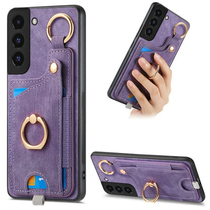 For Samsung Galaxy S22+ 5G Case with Card Holder Leather Back Cover Car Mount Compatible