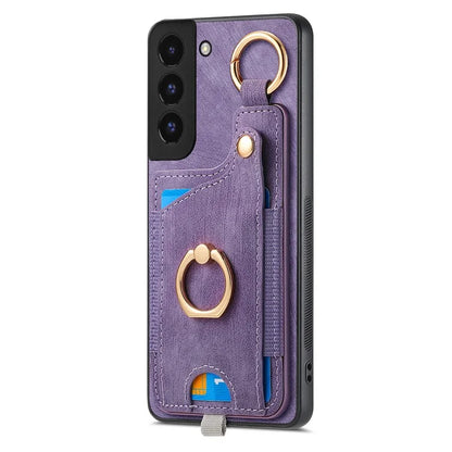 For Samsung Galaxy S22+ 5G Case with Card Holder Leather Back Cover Car Mount Compatible
