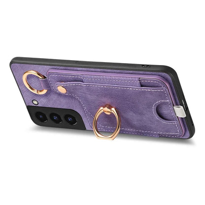 For Samsung Galaxy S22+ 5G Case with Card Holder Leather Back Cover Car Mount Compatible