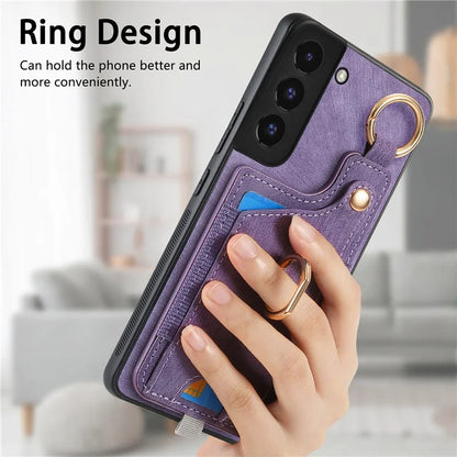 For Samsung Galaxy S22+ 5G Case with Card Holder Leather Back Cover Car Mount Compatible