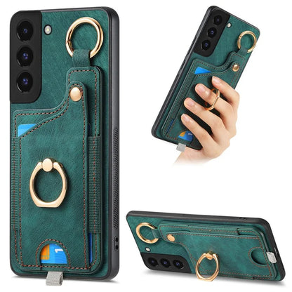 For Samsung Galaxy S22+ 5G Case with Card Holder Leather Back Cover Car Mount Compatible
