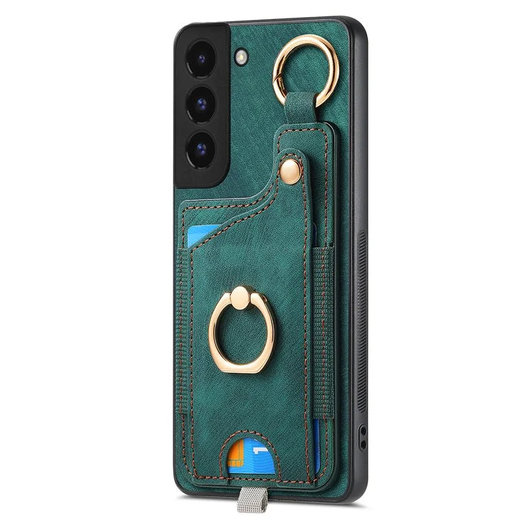 For Samsung Galaxy S22+ 5G Case with Card Holder Leather Back Cover Car Mount Compatible
