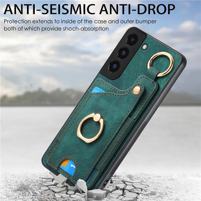 For Samsung Galaxy S22+ 5G Case with Card Holder Leather Back Cover Car Mount Compatible