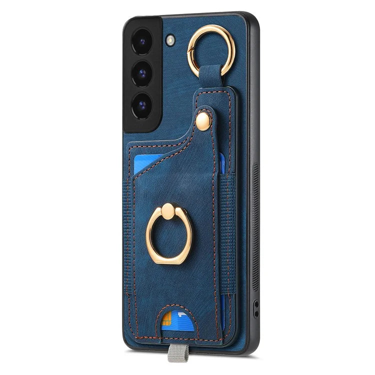 For Samsung Galaxy S22+ 5G Case with Card Holder Leather Back Cover Car Mount Compatible