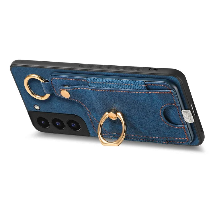 For Samsung Galaxy S22+ 5G Case with Card Holder Leather Back Cover Car Mount Compatible