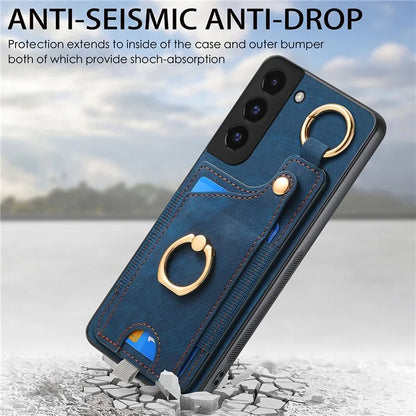 For Samsung Galaxy S22+ 5G Case with Card Holder Leather Back Cover Car Mount Compatible